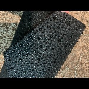 Black rhinestone chain crossbody clutch